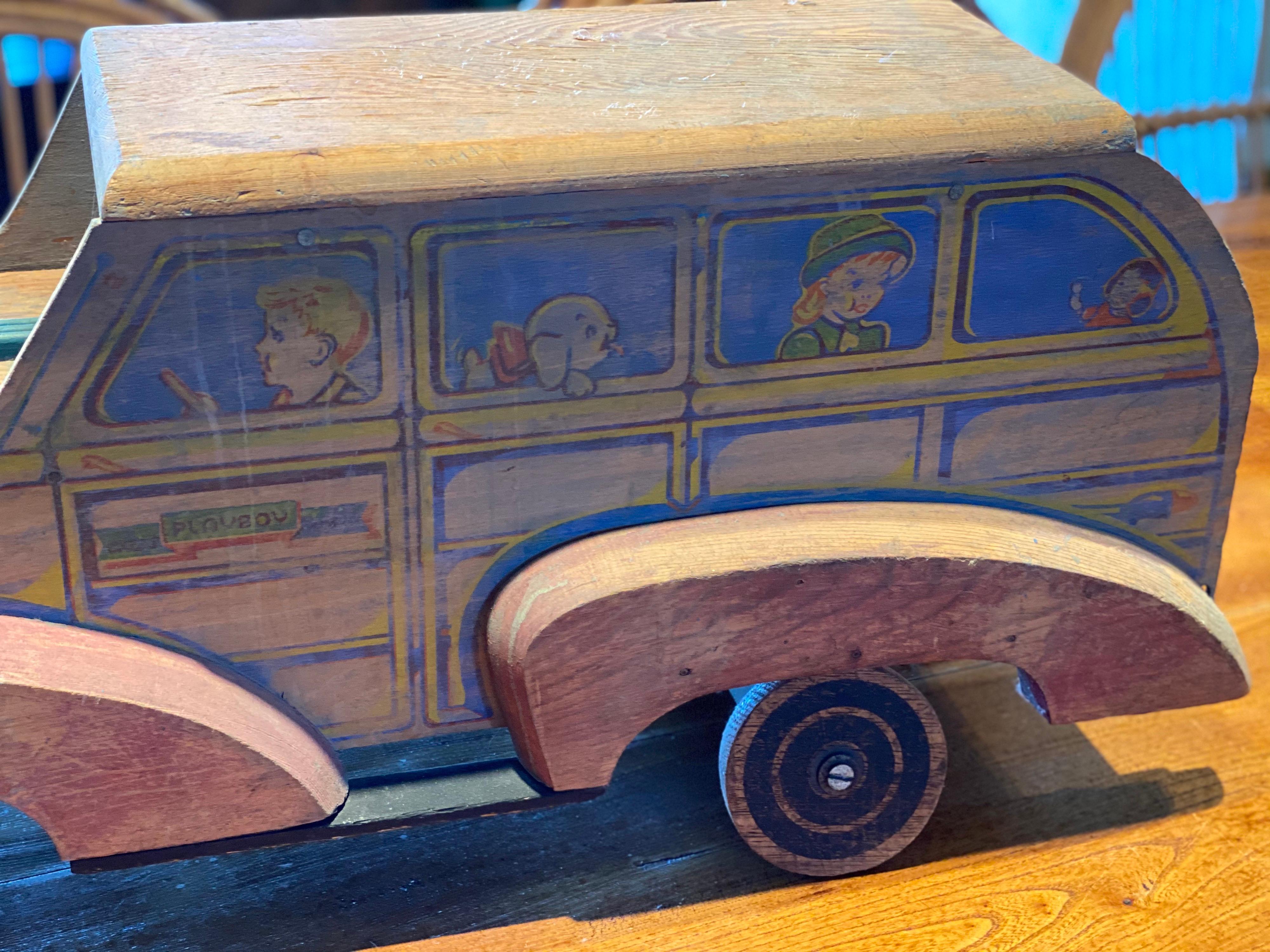 20th Century Painted and Carved Toy 'Woody' Car, circa 1930s-1940s