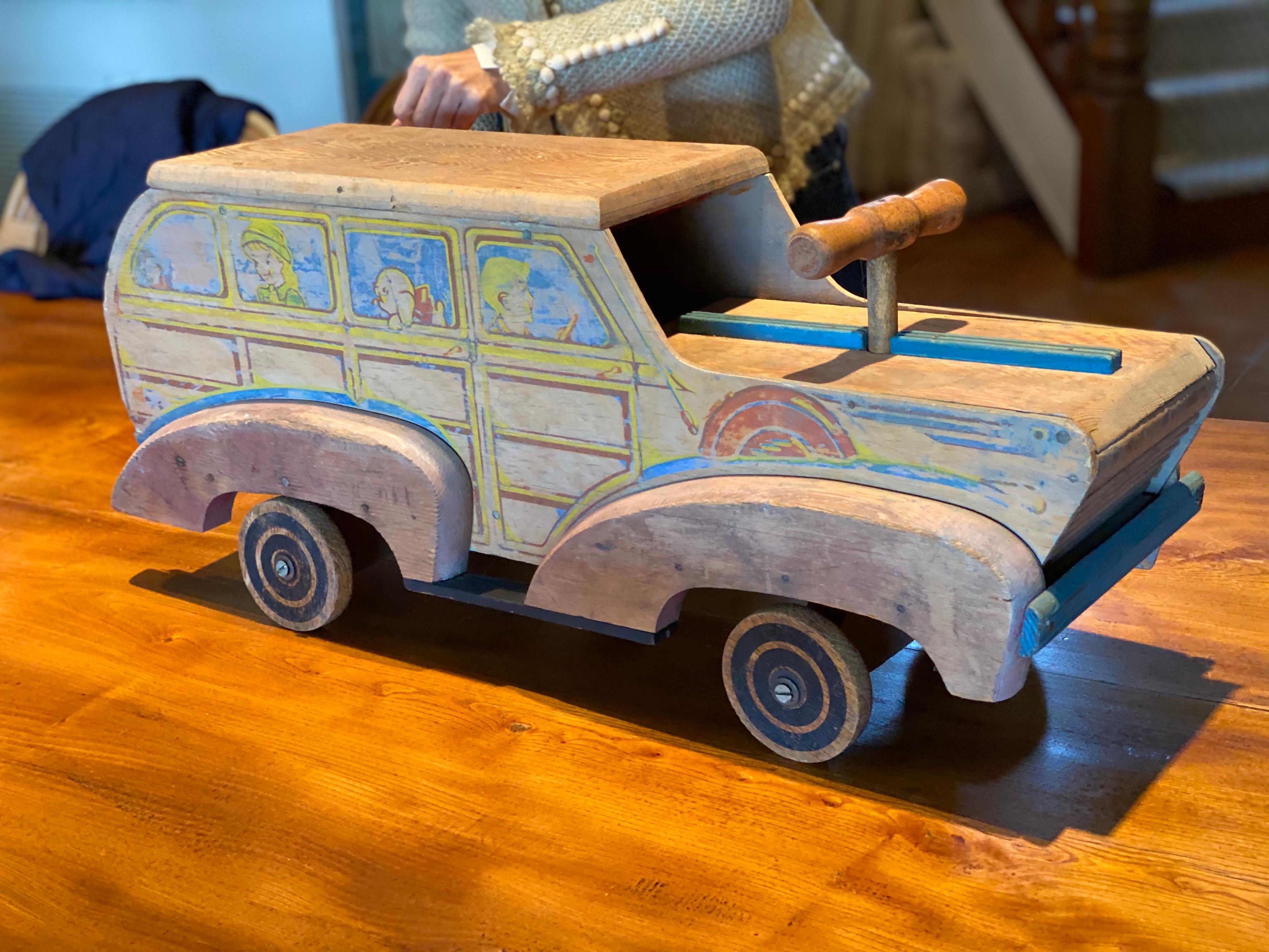 Painted and Carved Toy 'Woody' Car, circa 1930s-1940s 1