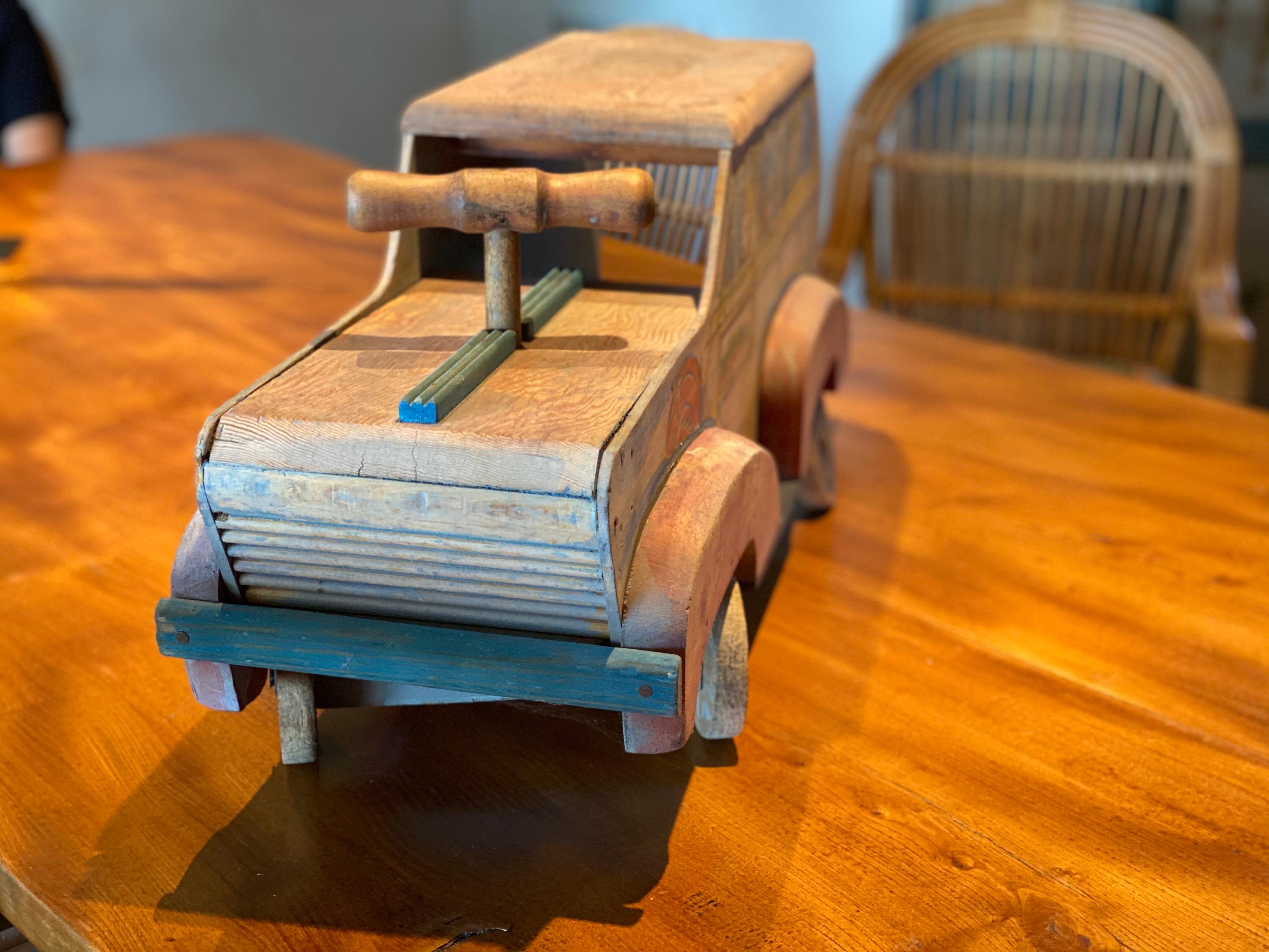 Painted and Carved Toy 'Woody' Car, circa 1930s-1940s 3