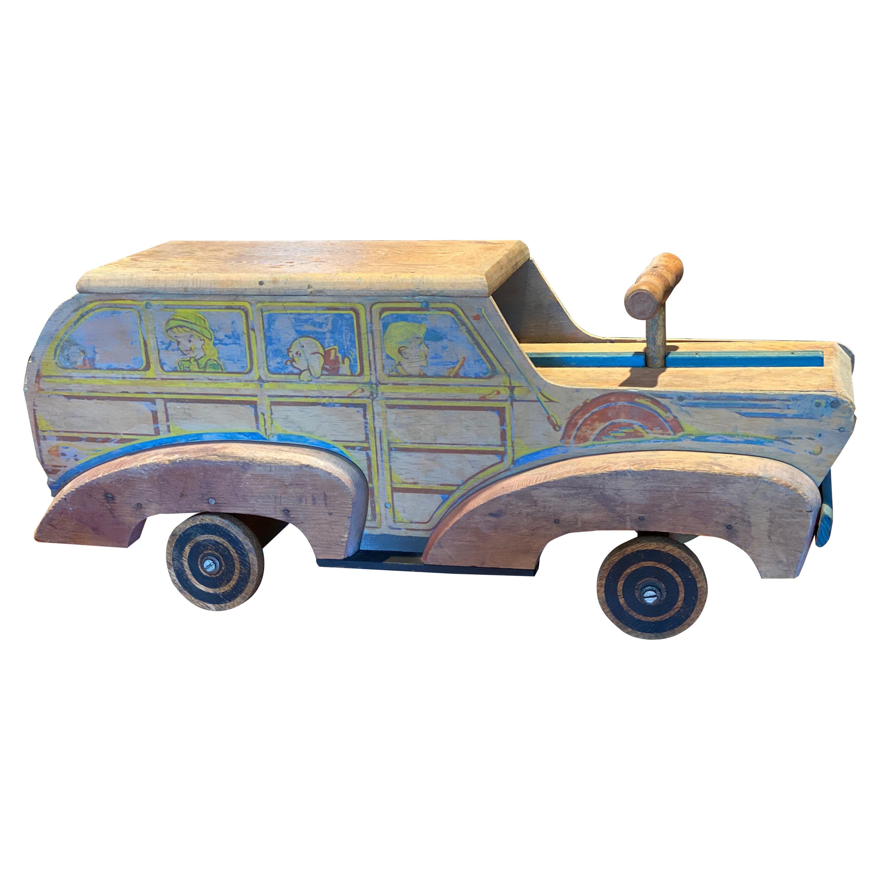 Painted and Carved Toy 'Woody' Car, circa 1930s-1940s