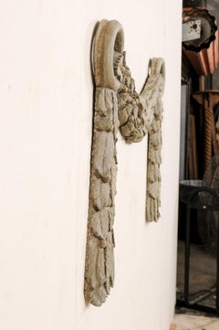 Painted and Carved Vintage Wood Swag Architectural Wall Ornament