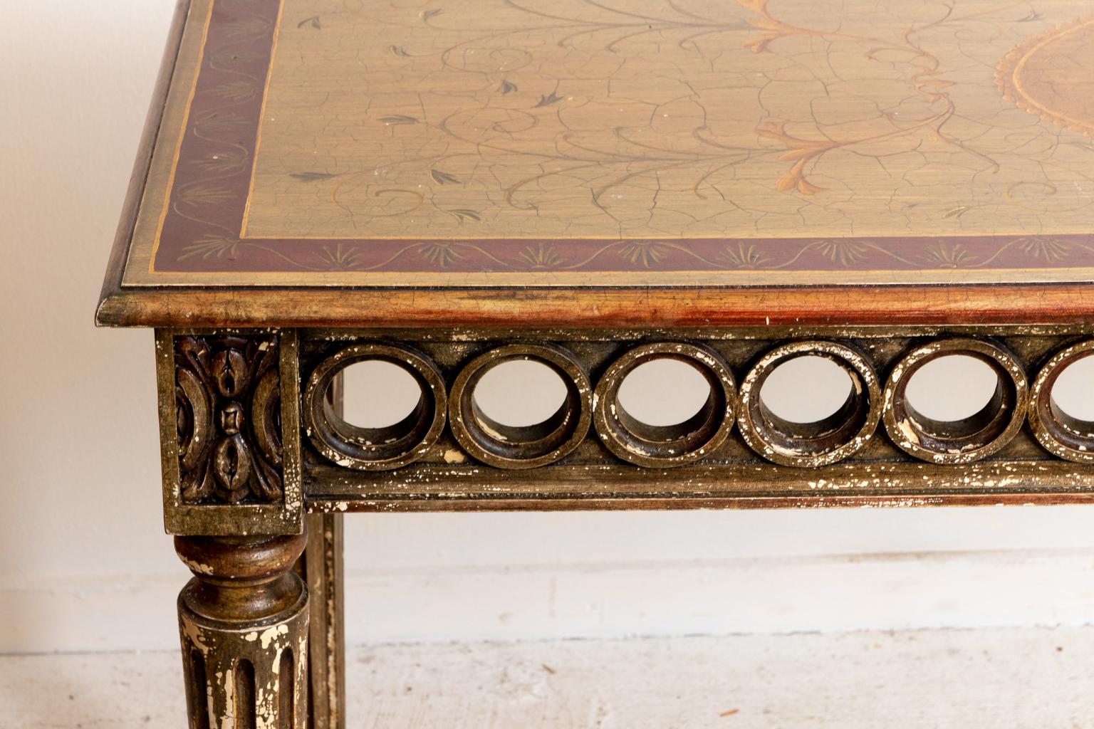 Wood Painted and Decorated Console Table
