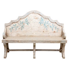 Painted and Decorated High Back Bench