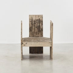 Painted and Distressed Wooden Throne Chair Europe, Early 20th Century