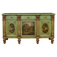 Antique Painted and Gilded Breakfront Sideboard