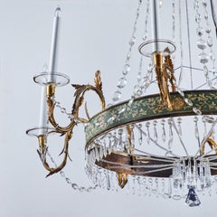 Painted and Gilded Bronze Crystal Chandelier