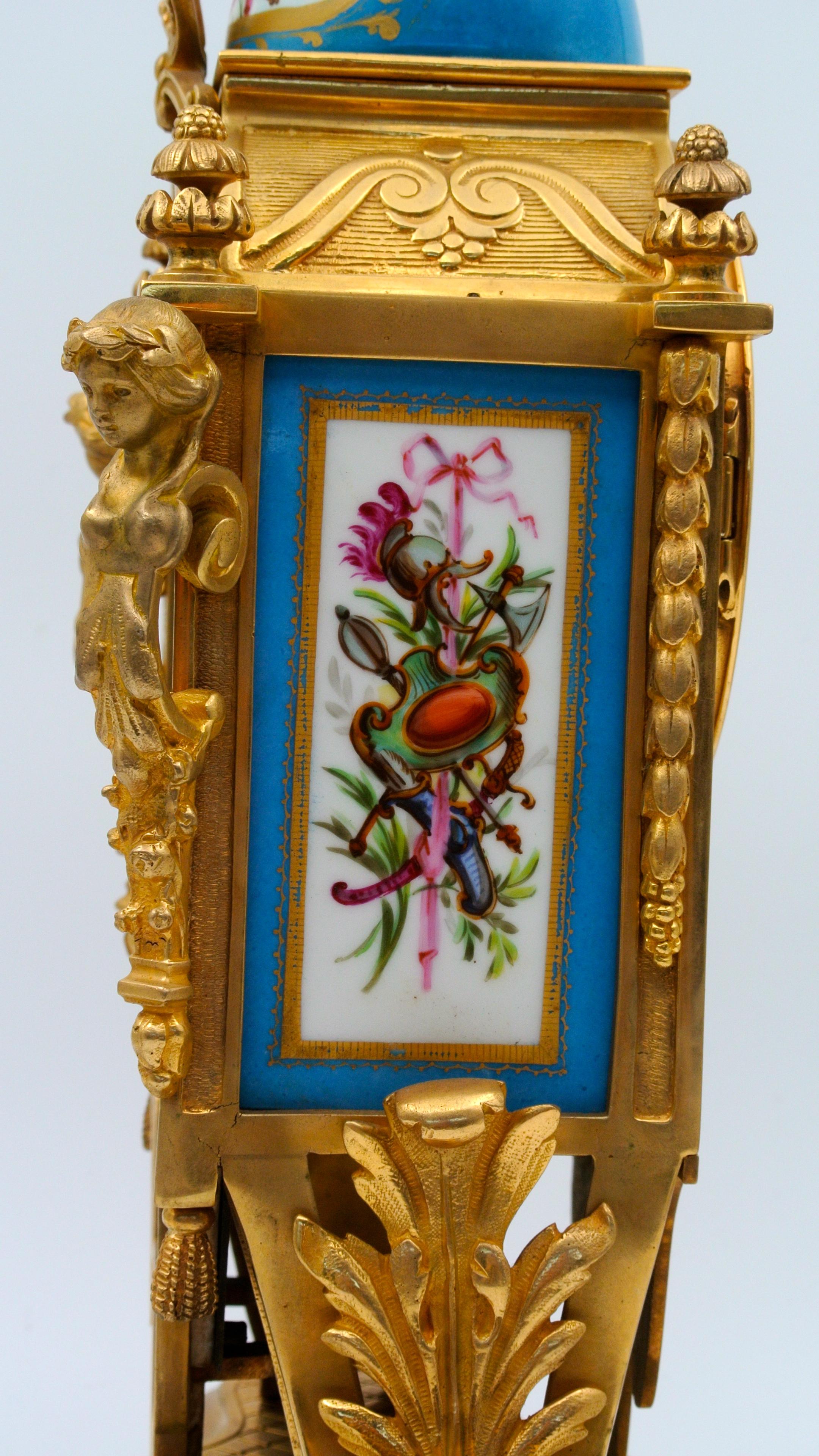 Painted and Gilded Bronze Porcelain Mantel Set 11