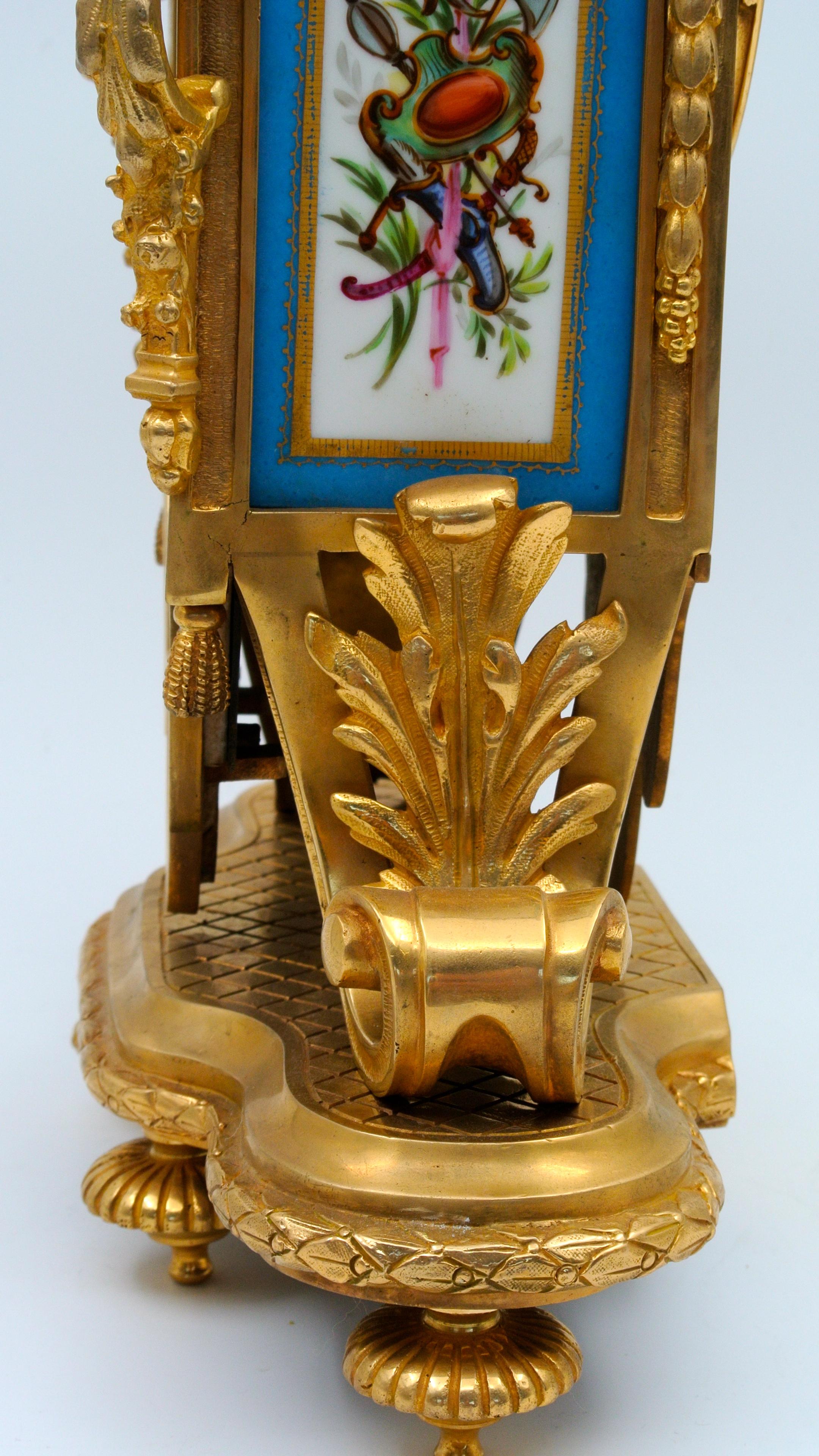 Painted and Gilded Bronze Porcelain Mantel Set 12