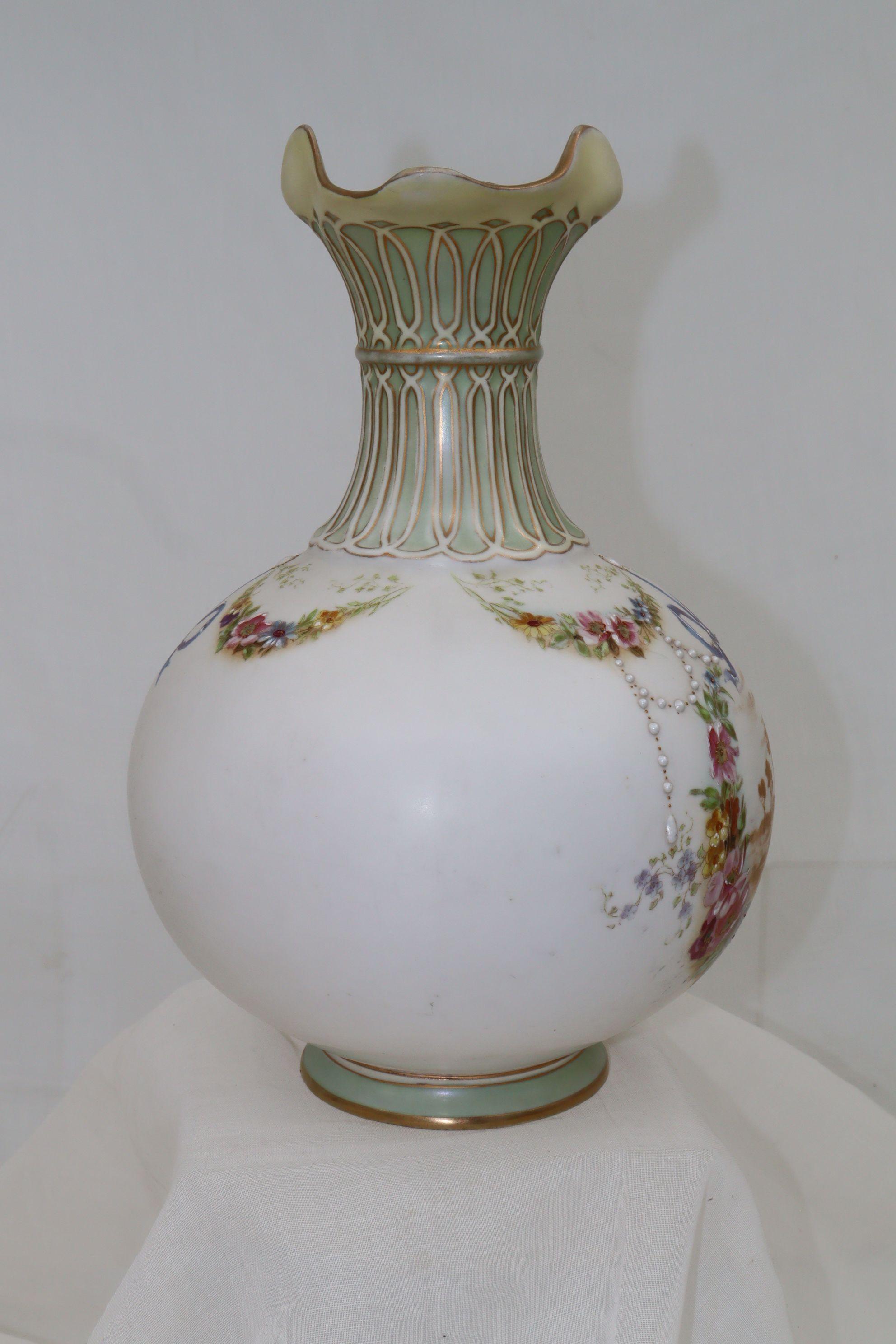 Edwardian Painted and gilded parian pitcher For Sale