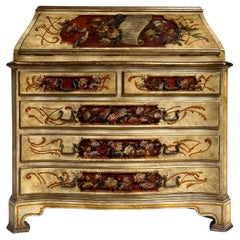Painted and Gilded Secretaire Italy 20th Century