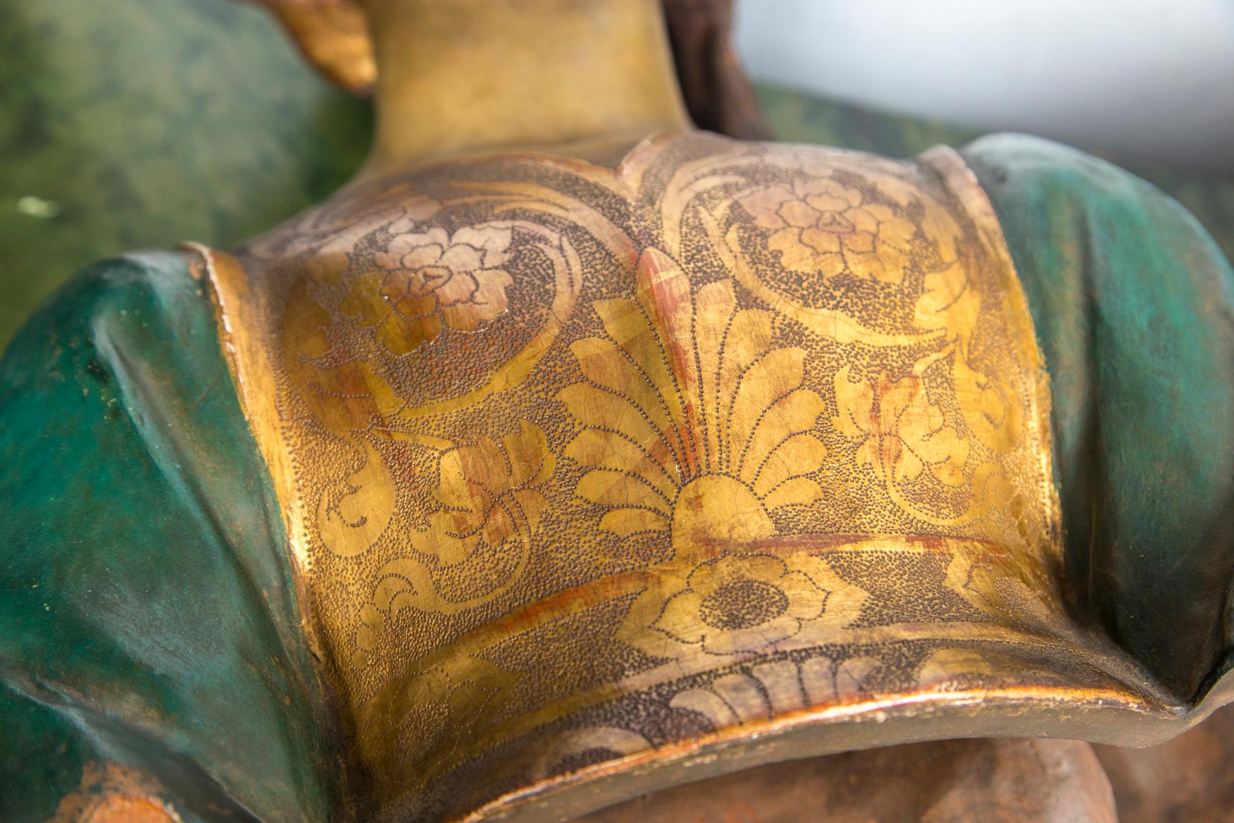 Painted and Gilded Terra Cotta Bust of a Young Woman For Sale 5