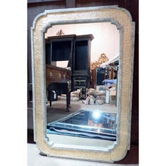 White Painted and Gilt Faux Rattan Mirror