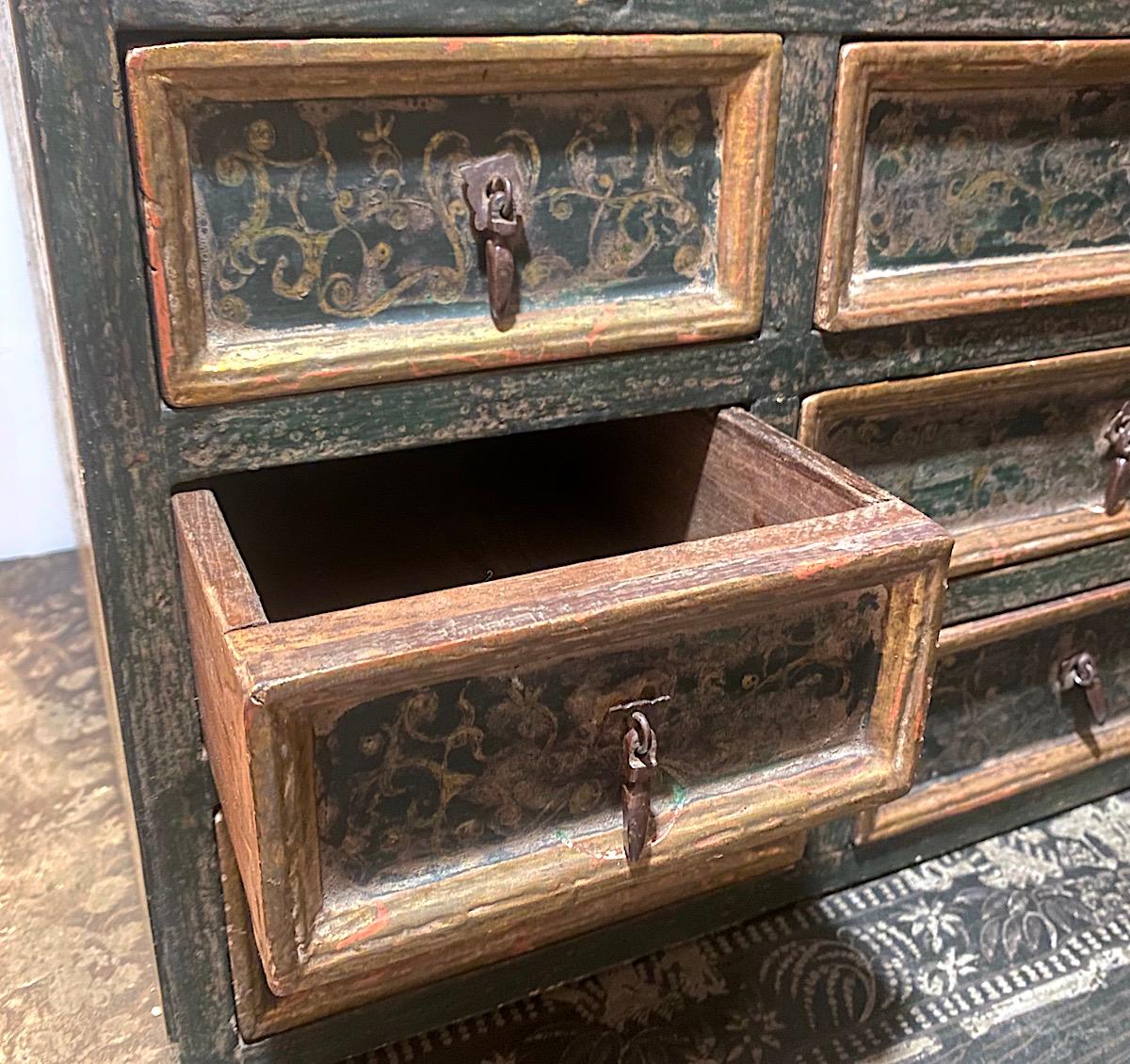 Painted and Gilt Secretary Cabinet In Good Condition For Sale In New York, NY