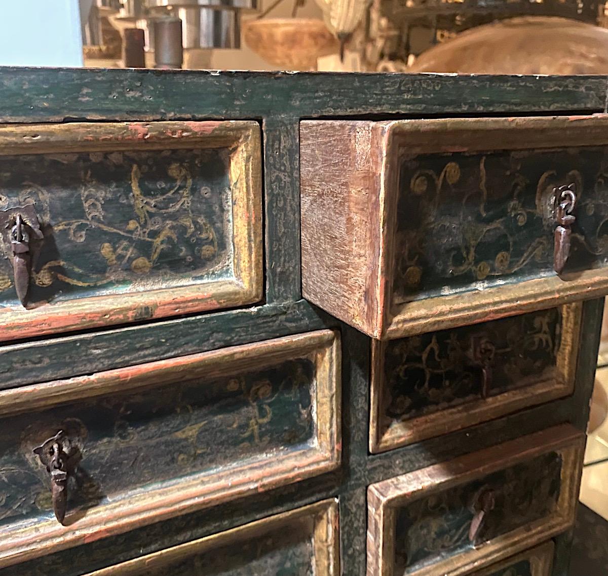 Early 20th Century Painted and Gilt Secretary Cabinet For Sale