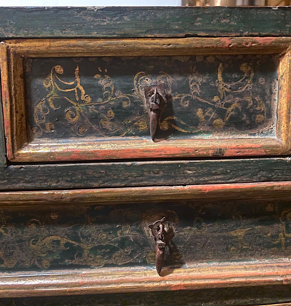 Wood Painted and Gilt Secretary Cabinet For Sale