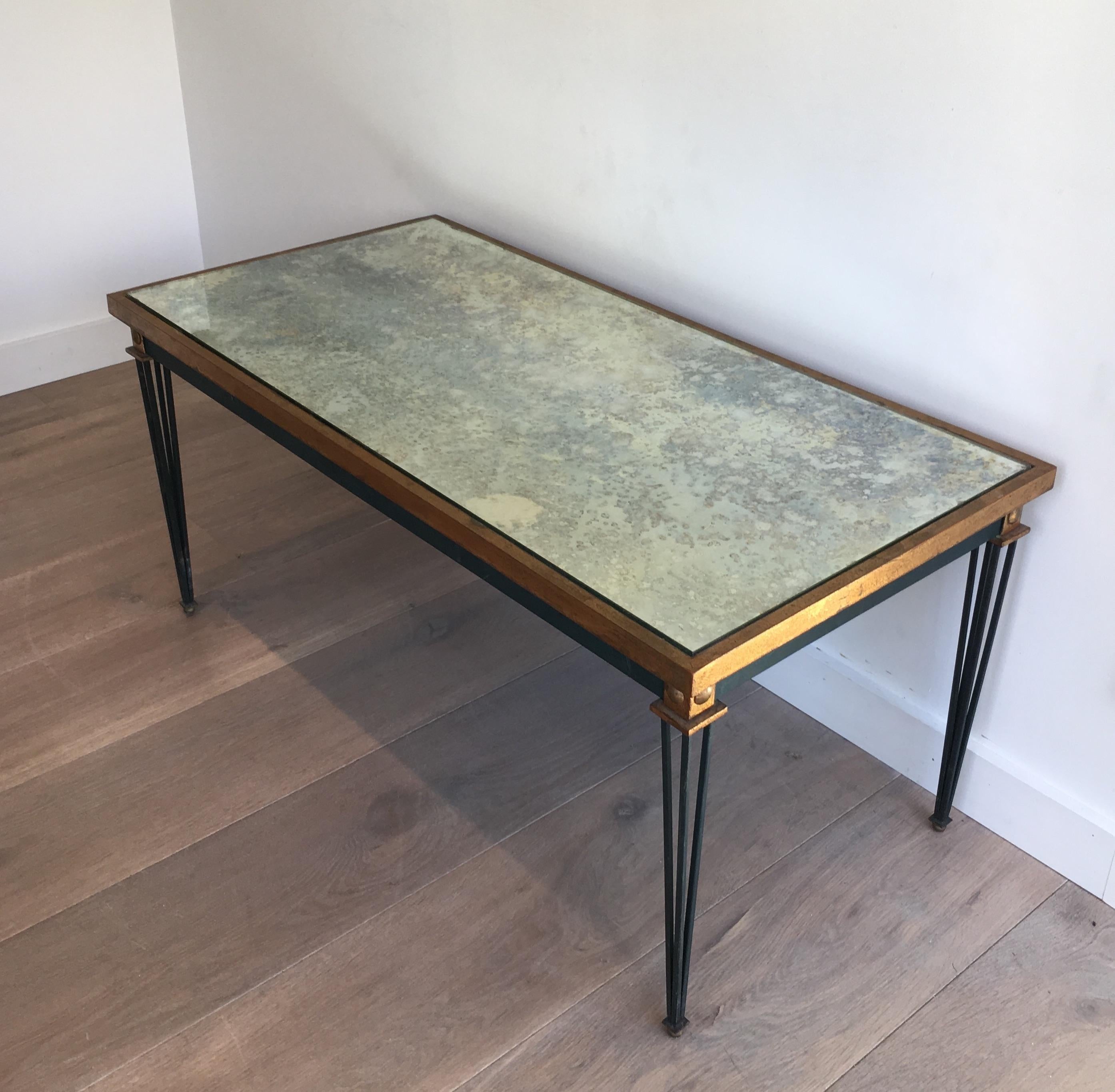 Painted and Gilt Steel Coffee Table in the Style of Jacques Quinet For Sale 6