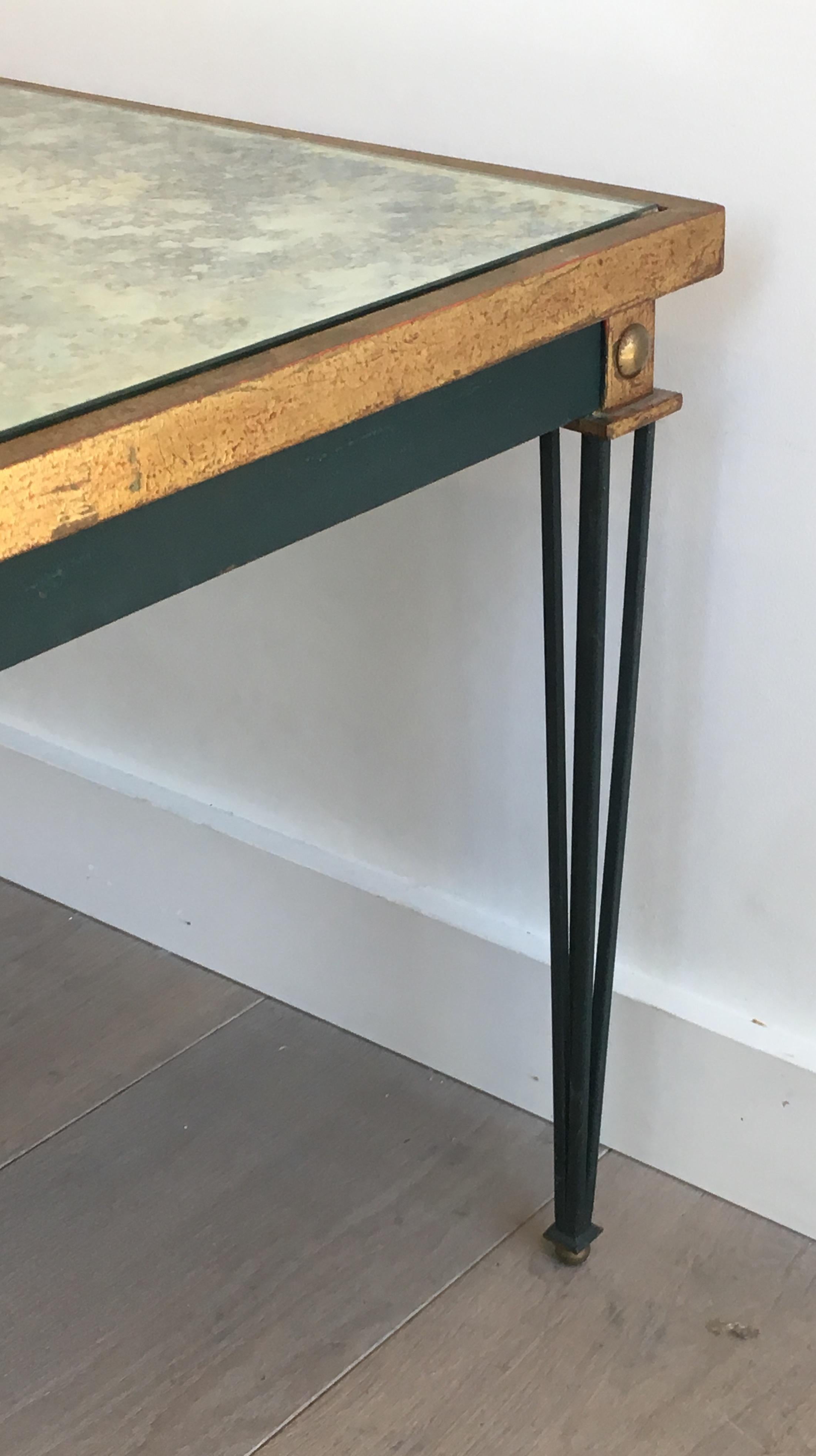 Painted and Gilt Steel Coffee Table in the Style of Jacques Quinet For Sale 9
