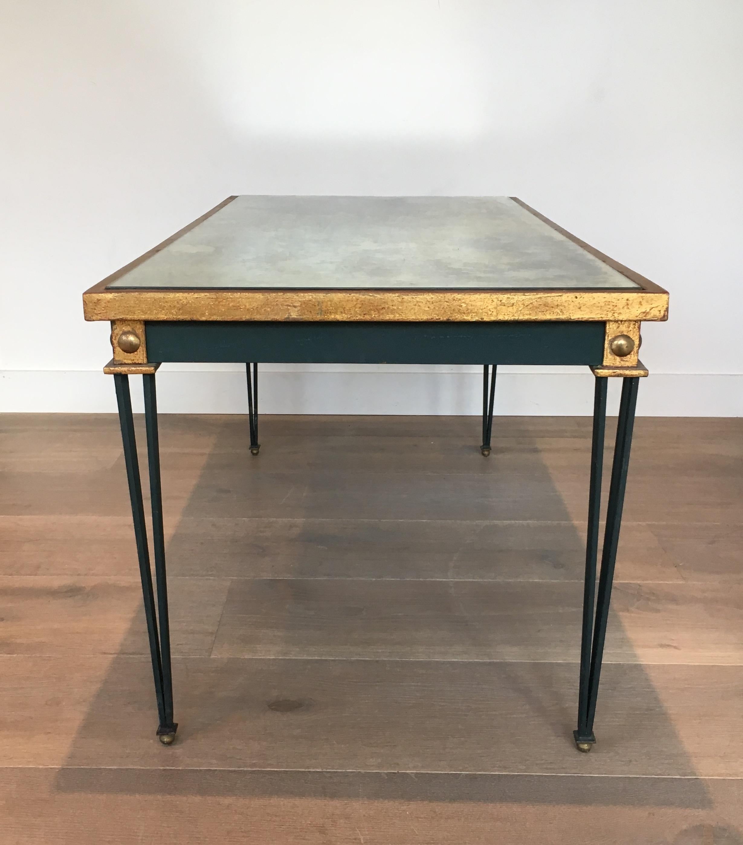 Painted and Gilt Steel Coffee Table in the Style of Jacques Quinet For Sale 10