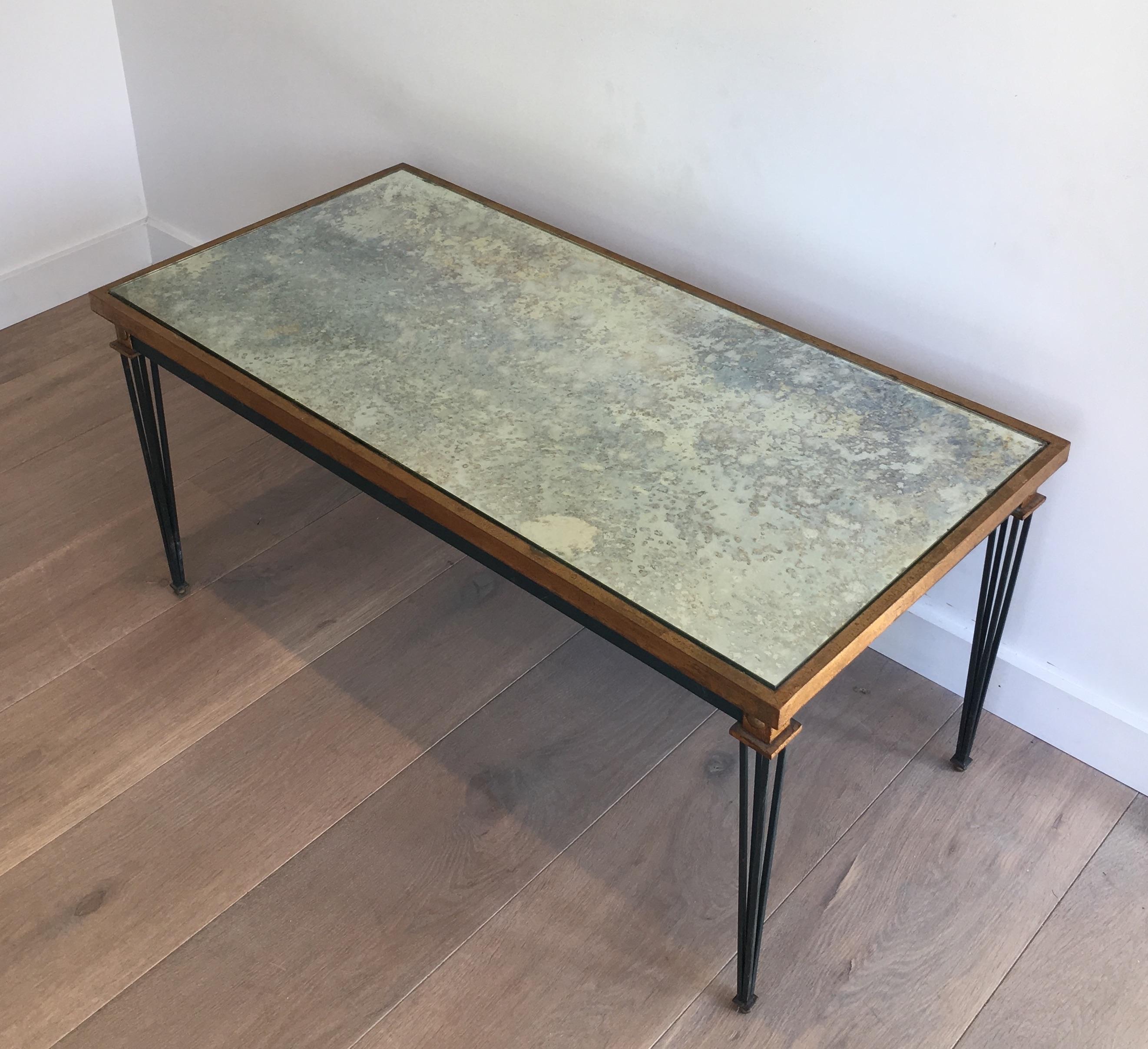 Painted and Gilt Steel Coffee Table in the Style of Jacques Quinet For Sale 12