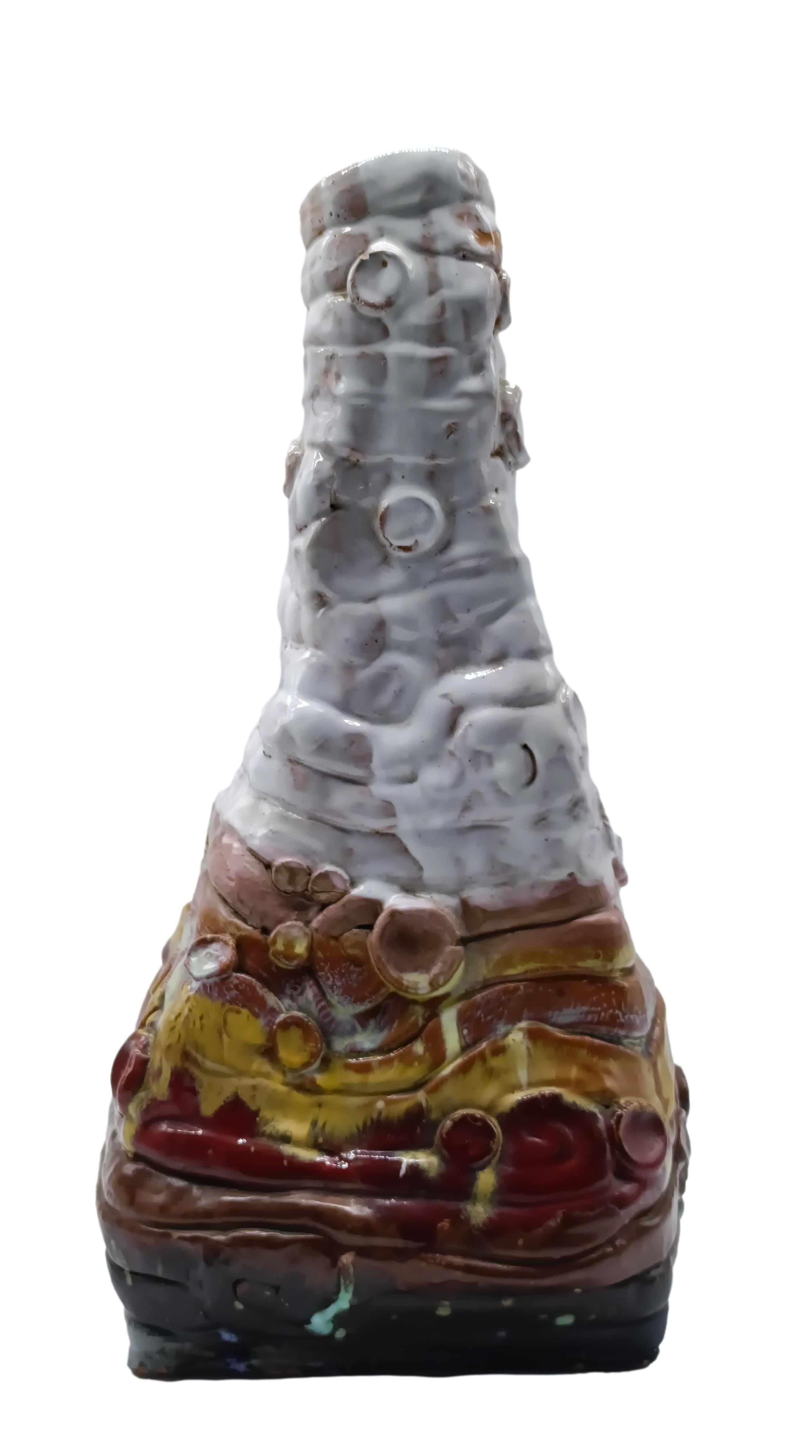 Painted and Glazed Terracotta Vase Signed V. Marino, Italy 1970s For Sale 4