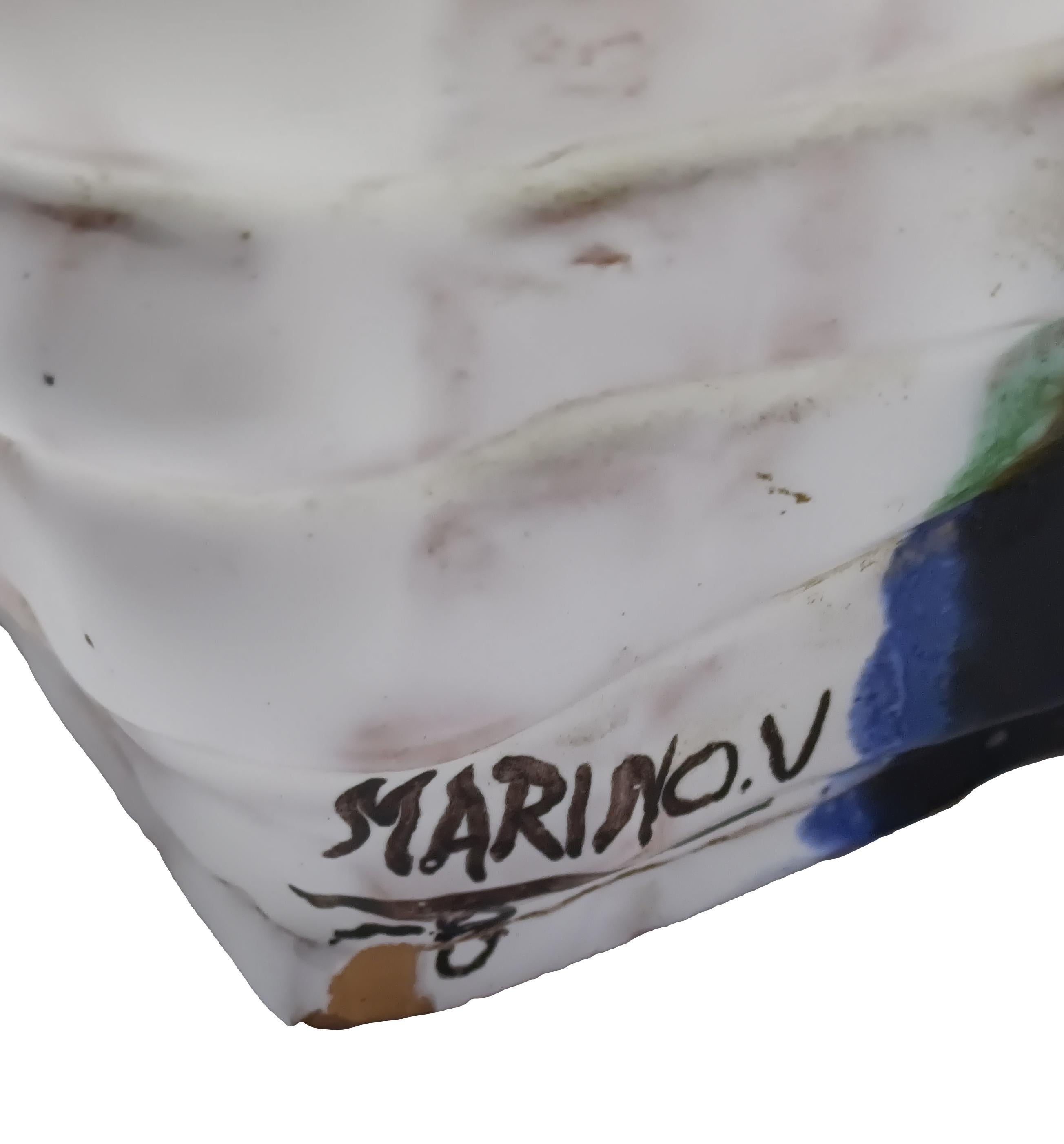 Painted and Glazed Terracotta Vase Signed V. Marino, Italy 1970s For Sale 5