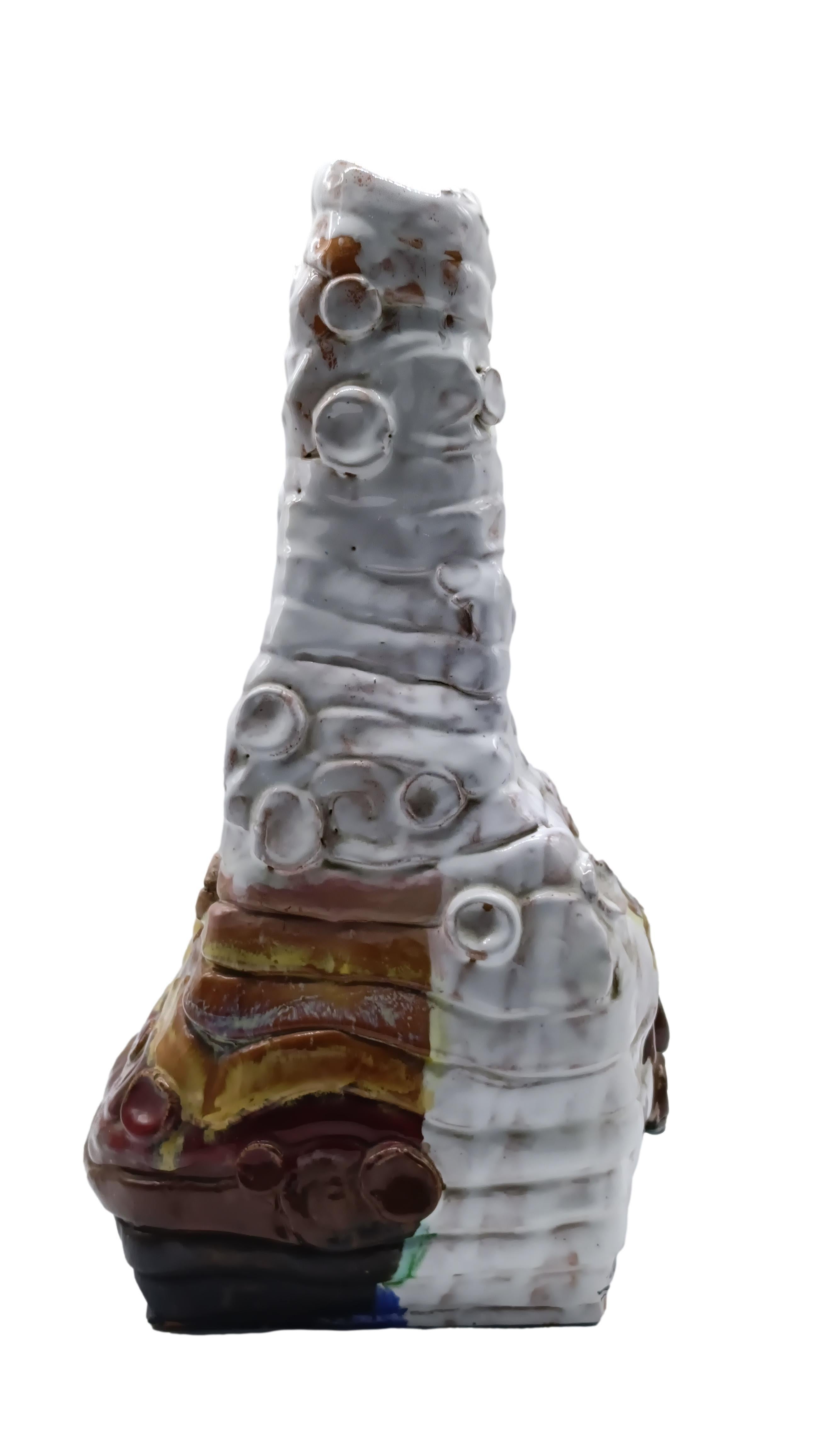 Painted and Glazed Terracotta Vase Signed V. Marino, Italy 1970s For Sale 1