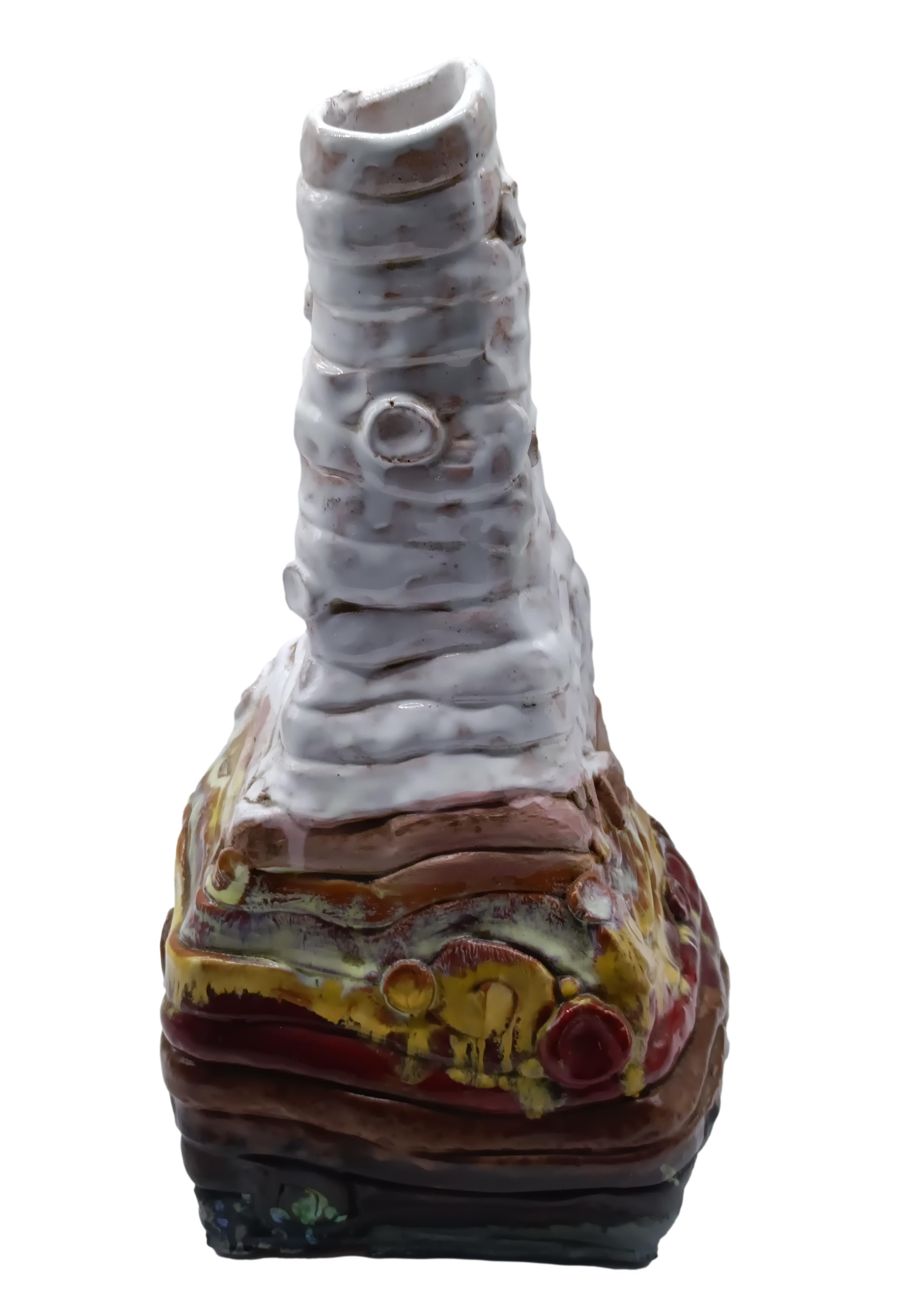 Painted and Glazed Terracotta Vase Signed V. Marino, Italy 1970s For Sale 3