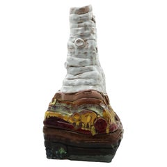 Bemalte und glasierte Terrakotta-Vase, signiert V. Marino, Italien 1970er Jahre