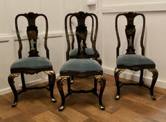 Painted and Lacquered Chinoiserie Dining Chairs a Lovely Looking Set of Four
