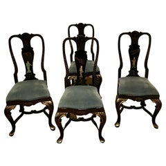 Painted and Lacquered Chinoiserie Dining Chairs a Lovely Looking Set of Four 