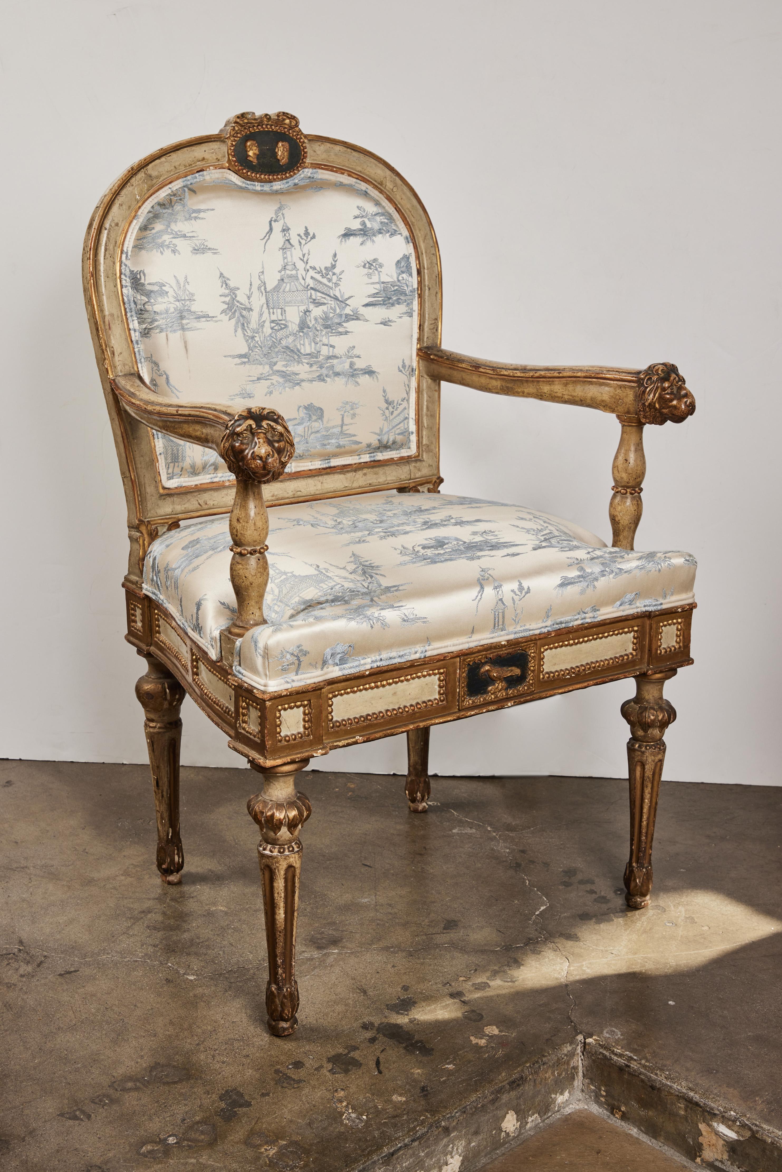 Painted and Parcel Gilt Armchair In Good Condition In Newport Beach, CA