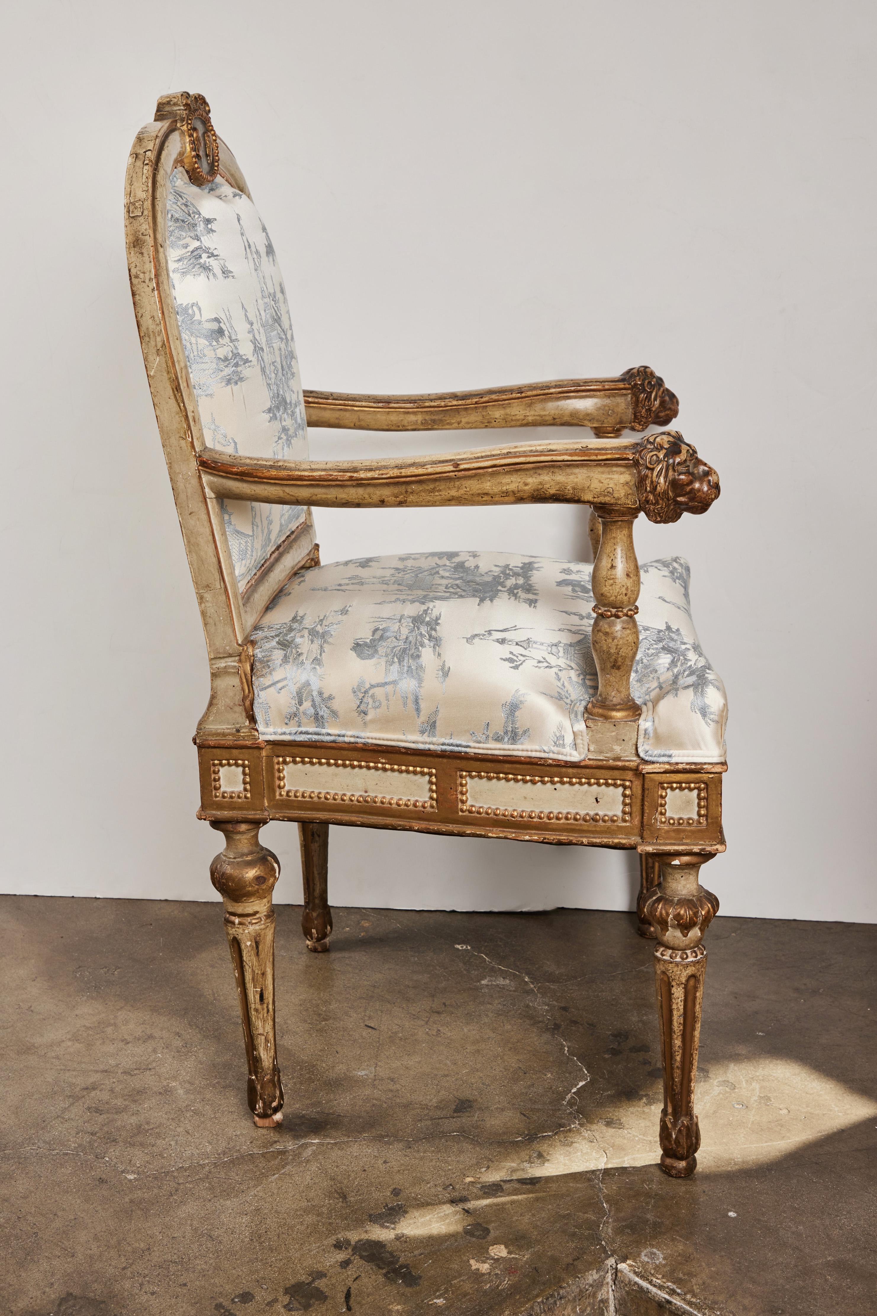 18th Century Painted and Parcel Gilt Armchair