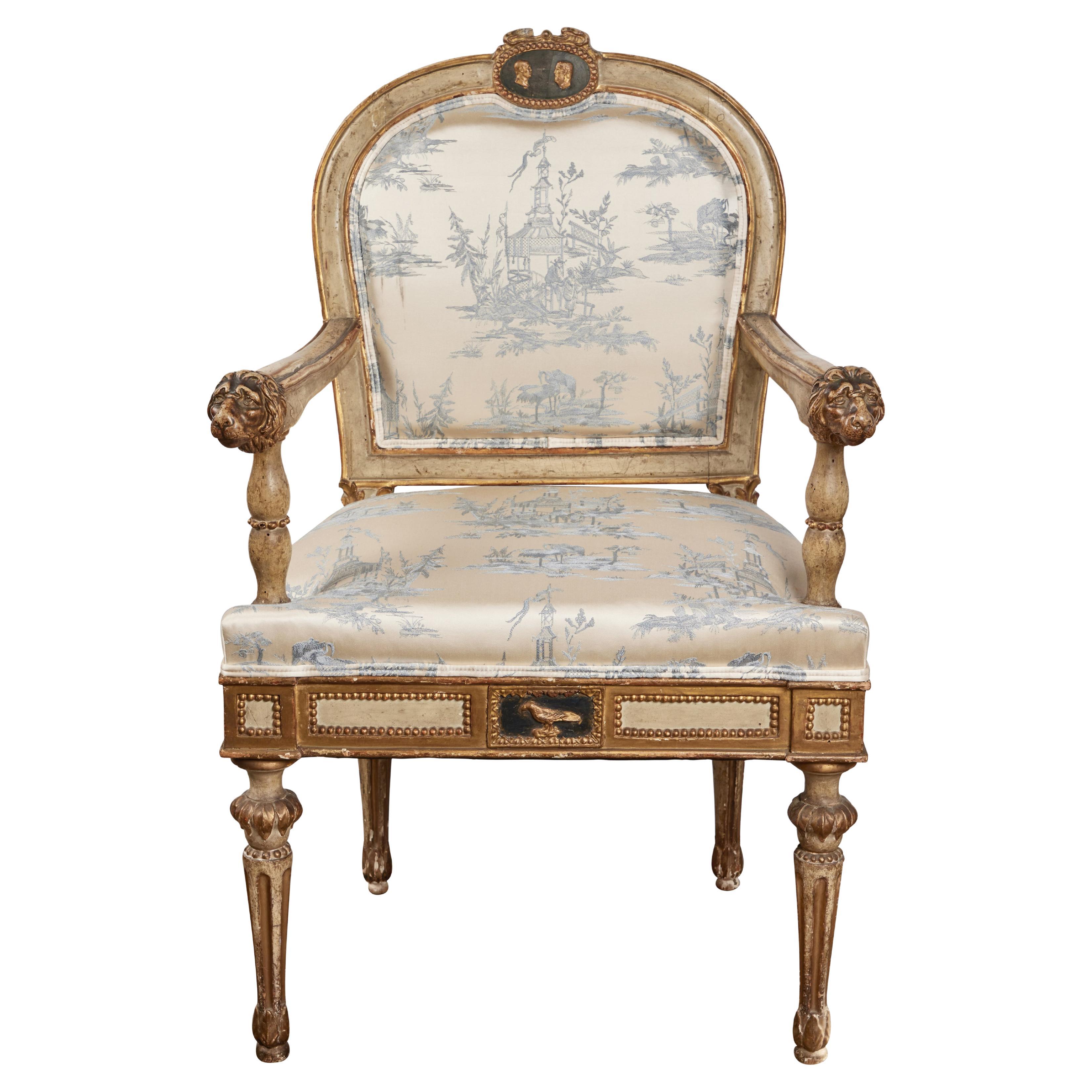 Painted and Parcel Gilt Armchair