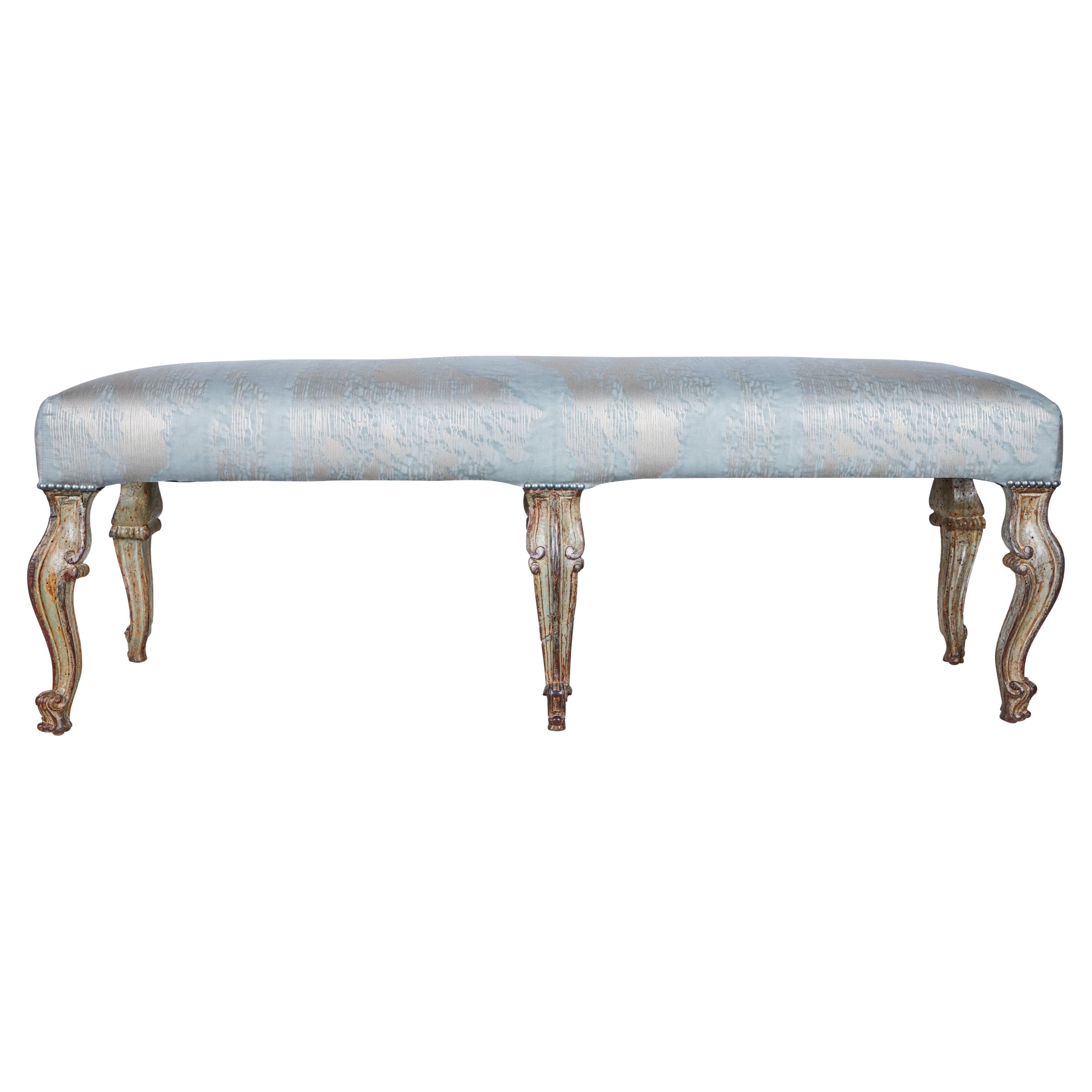 Painted and Parcel Gilt Bench