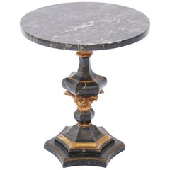 Painted and Parcel Gilt Italian Pedestal Accent Table with Marble Top