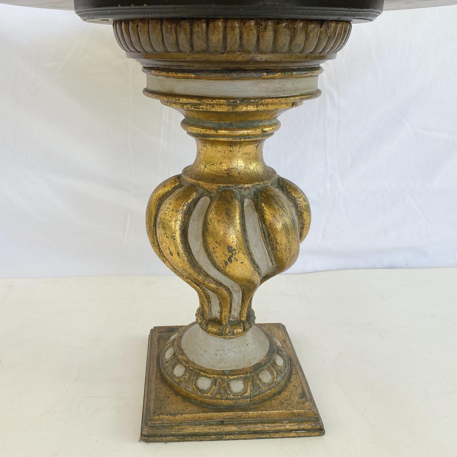 Brass Painted and Parcel Gilt Italian Side Table with Mirrored Top and Gallery