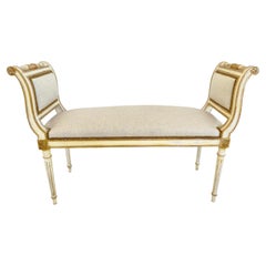 Vintage Painted and Parcel Gilt Louis XVI Style Window Seat Bench