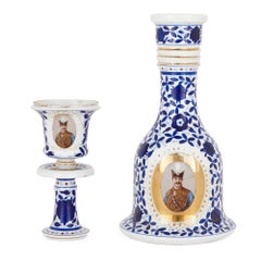 Huqqa en porcelaine peinte et dorée à la feuille pour le marché persan