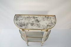 Painted and Parcel Gilt Tiered Louis XVI Style Console with Mirrored Top