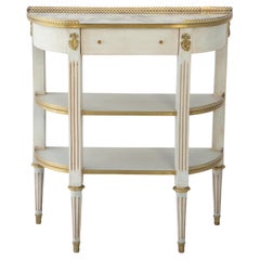 Painted and Parcel Gilt Tiered Louis XVI Style Console with Mirrored Top