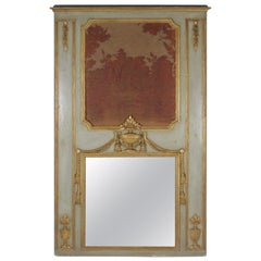 Painted and Parcel-Gilt Trumeau Mirror, 19th Century