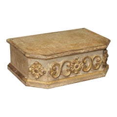 Painted and Parcel Gilt Wooden Table Pedestal from Italy