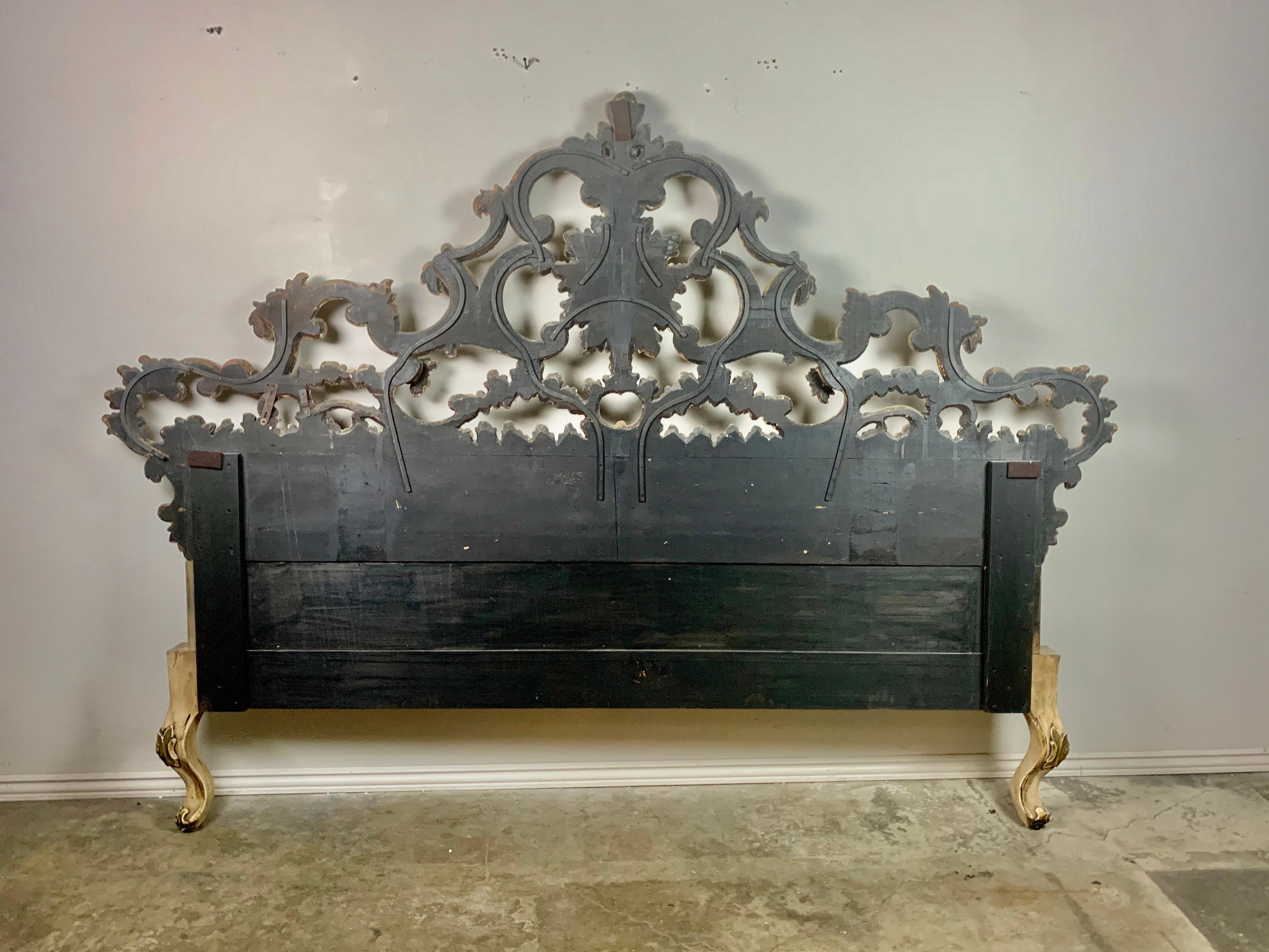 Painted and Silver Gilt Rococo Style Headboard, circa 1930s 7