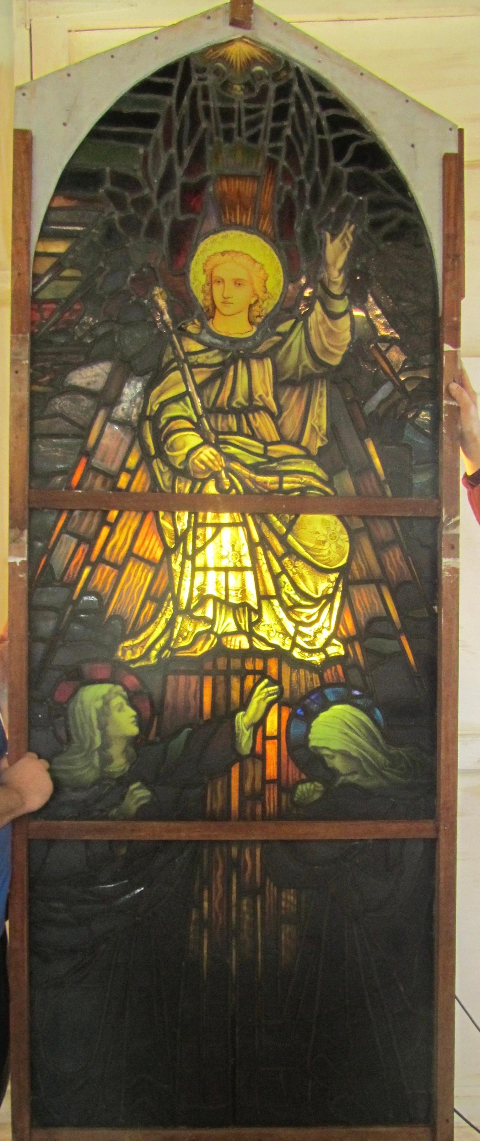 Art Glass Painted and Stained Glass Window, Leaded Glass Church Window