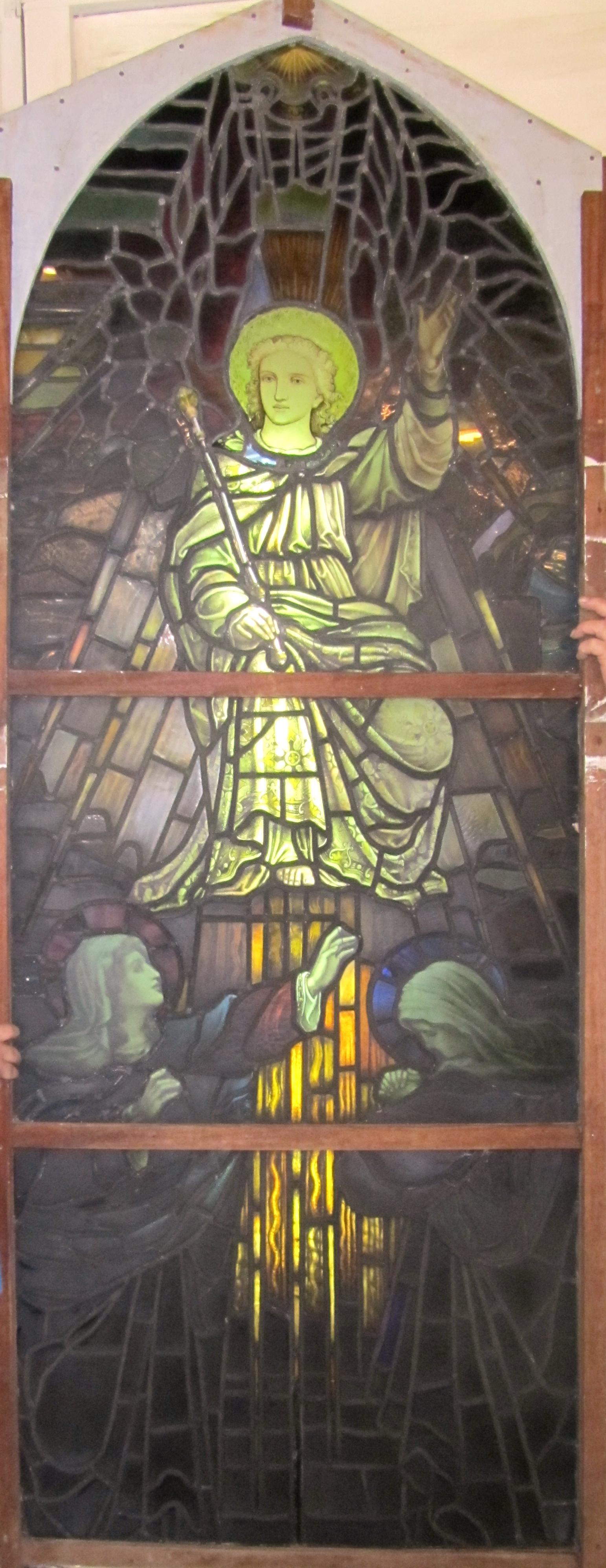 Painted and Stained Glass Window, Leaded Glass Church Window 3