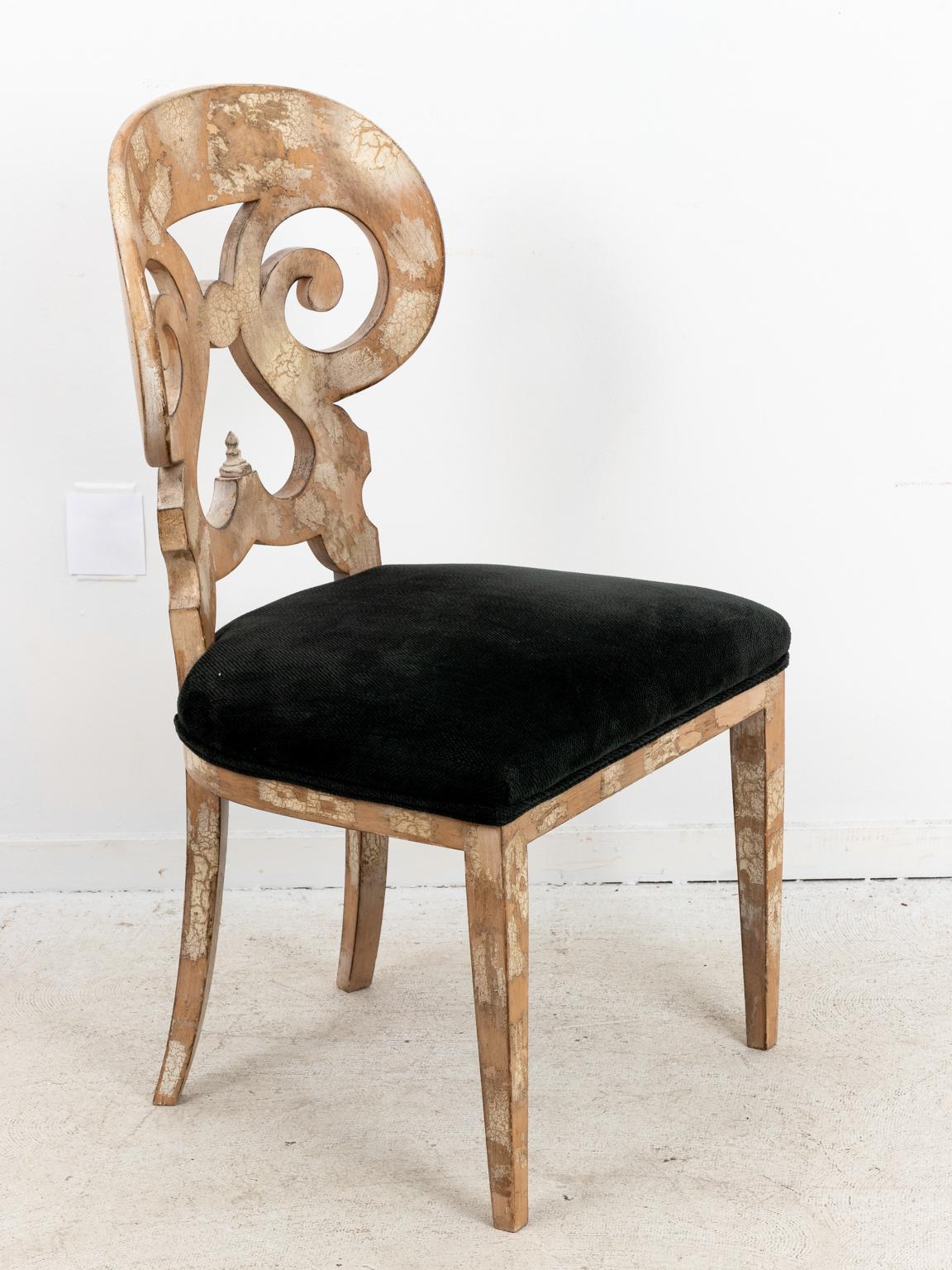 Painted and Upholstered Side Chair with Cut Out C-Scroll Back 1