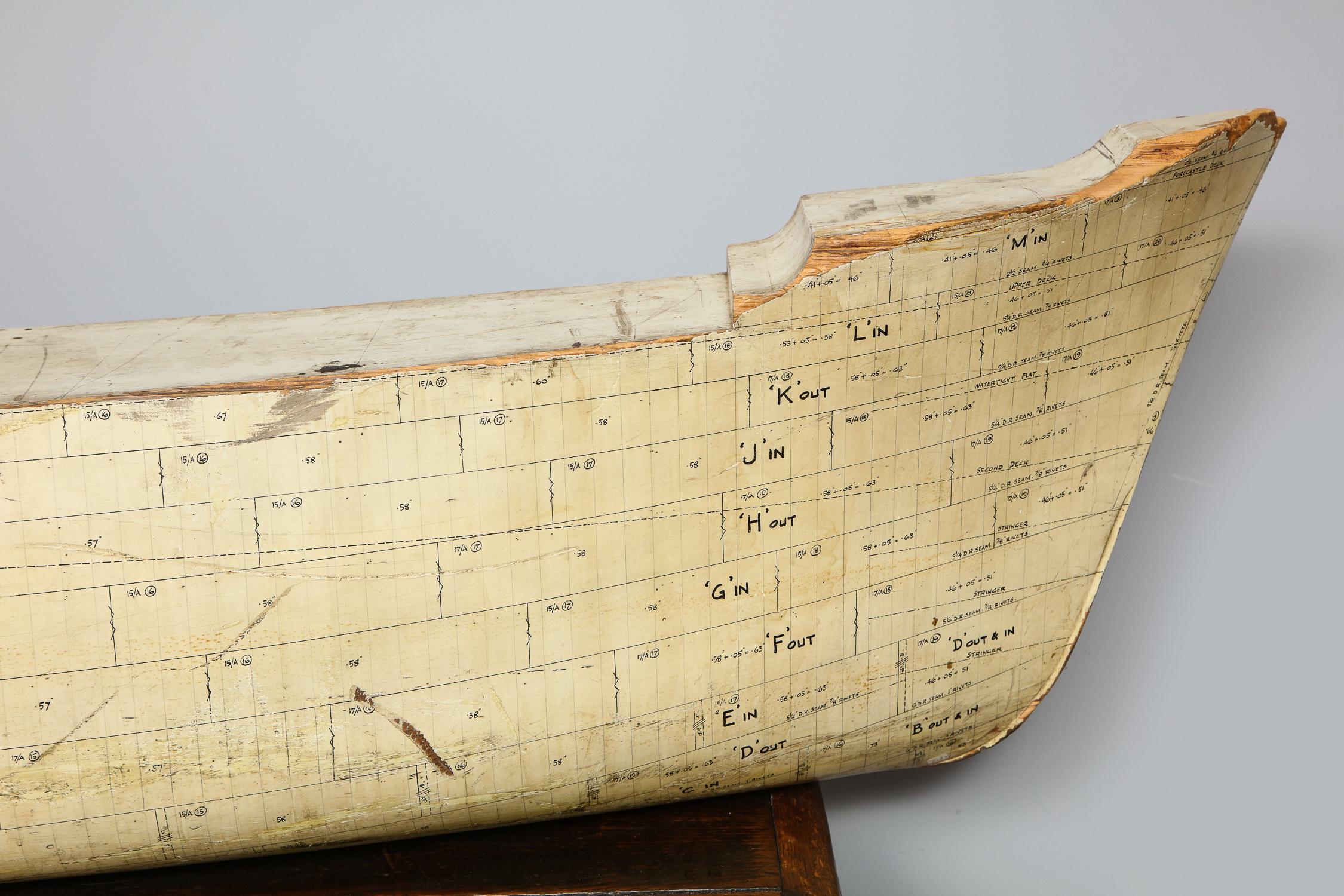 Painted Annotated Half Hull Ship Model 1