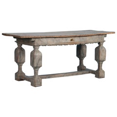 Painted Antique Danish Baroque Oak Farm Table