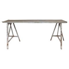 Painted Antique Door Sawhorse Console Table Desk