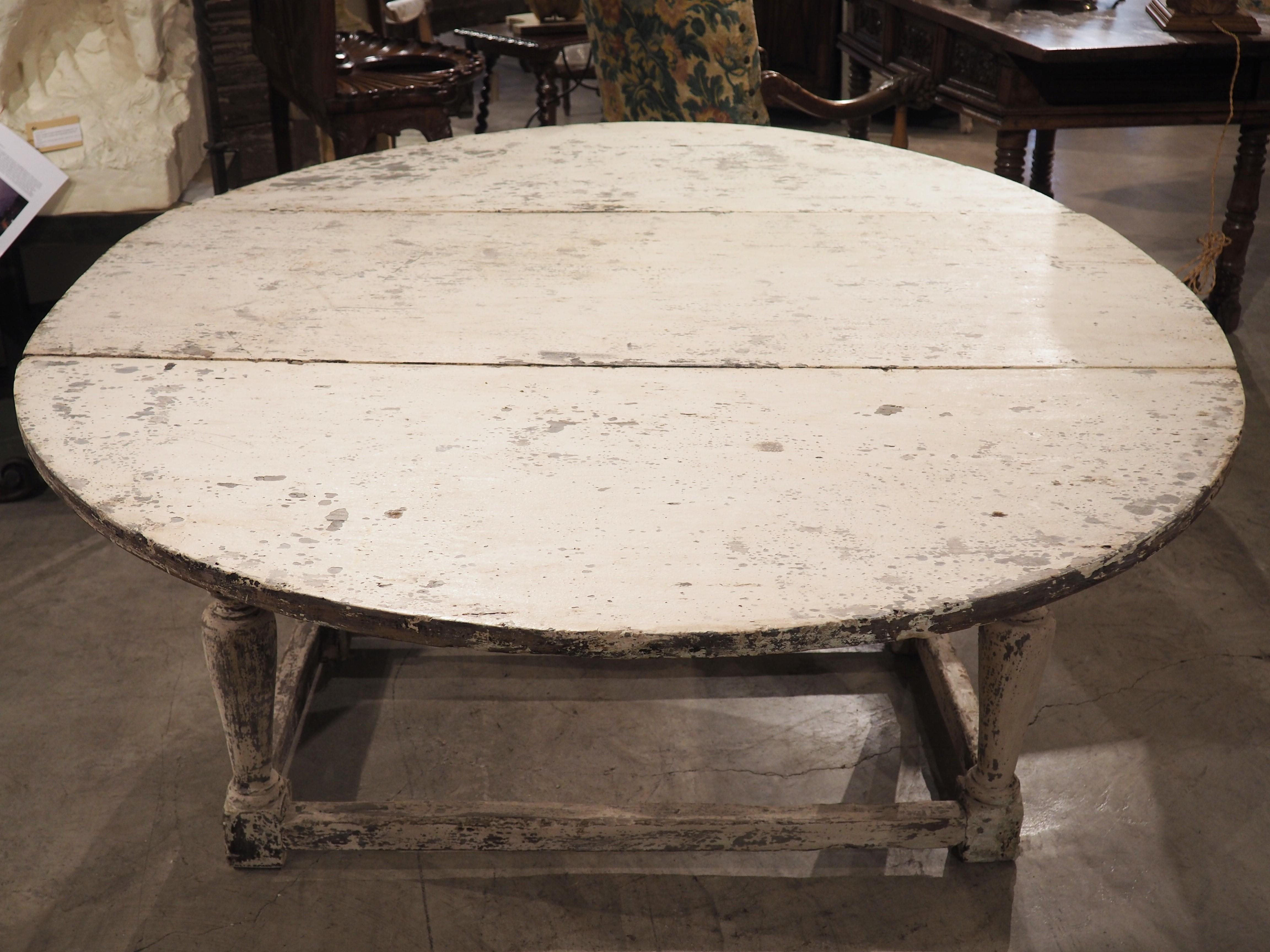 Metal Painted Antique Drop-Leaf Oak Table from Italy, 17th Century